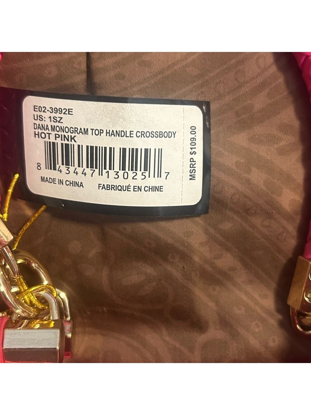 Bebe hot  Pink cross body  with Gold Accents - Picture 3 of 11